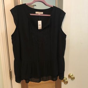 LOFT Plus black peplum top.